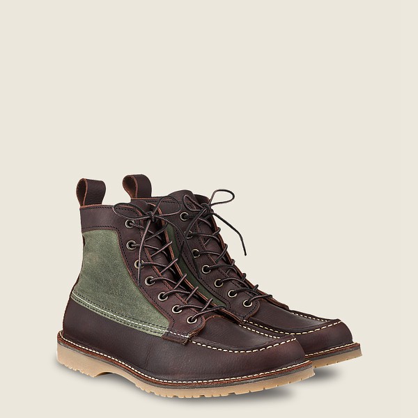 Red Wing Heritage Boots Weekender Canvas Moc - 6-inch Oil-slick Leather - Dark Brown - Mens MDG67958